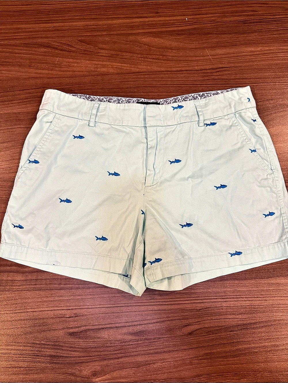 Jones New York Jones & Co Shark Embroidered Chino Shorts Women's Printed Shorts